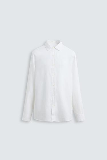 CAMISA 100 % LINO - Blanco de Zara