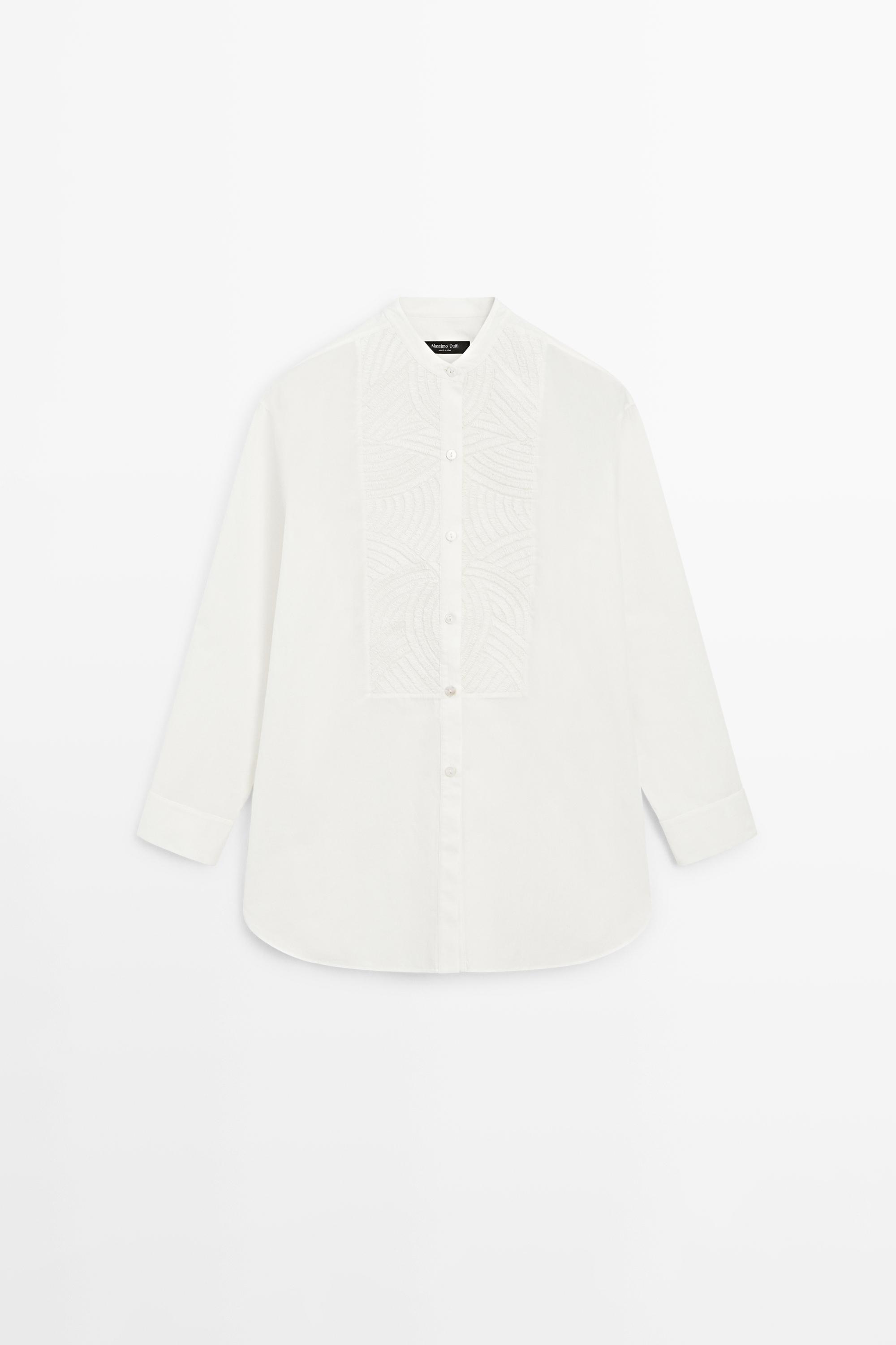 Chemise popeline brodée 100 % coton
