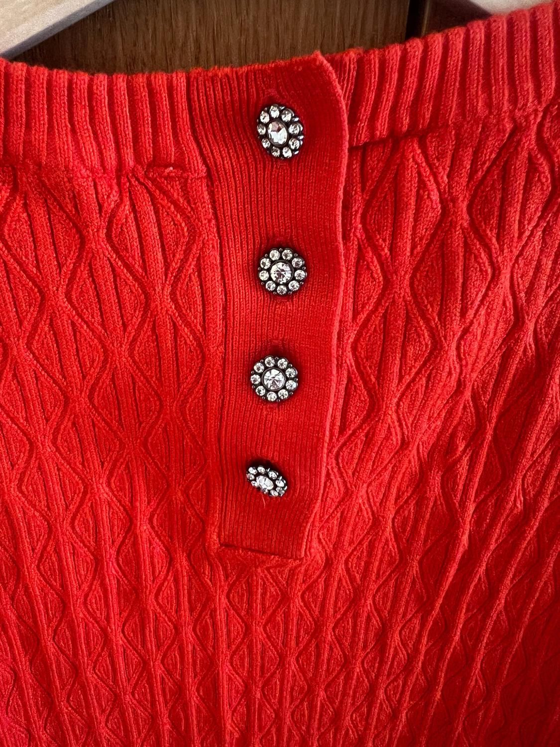 TEXTURED DRESS WITH GEM BUTTON - Image 4
