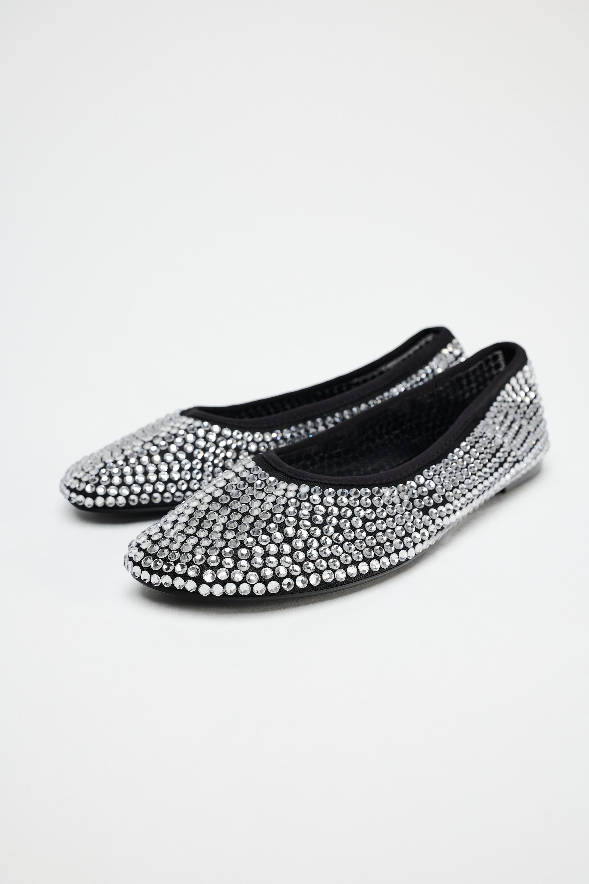 ZARA TWEED BEAD JEWELLED RHINESTONE FLAT BRAND NEW WITH high quality TAGS US 6.5 EUR 37