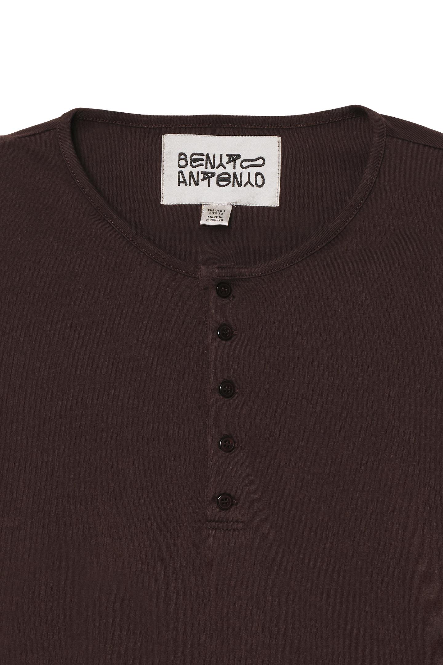 Мужская футболка Zara Regular Fit Henley, цвет: Коричневый — фото 5