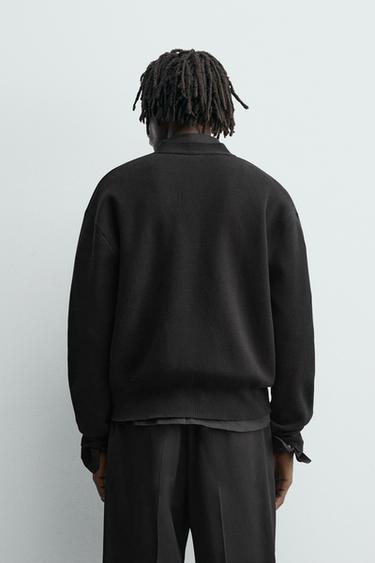 TEXTURED COTTON CARDIGAN - Black by Zara - Image 2