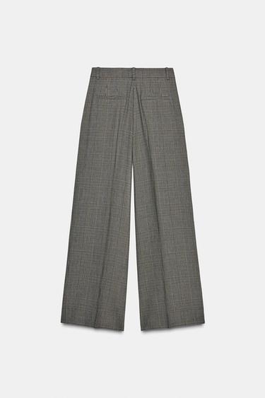 PANTALON À CARREAUX À PINCES ZW COLLECTION - Beige de Zara - Image 7