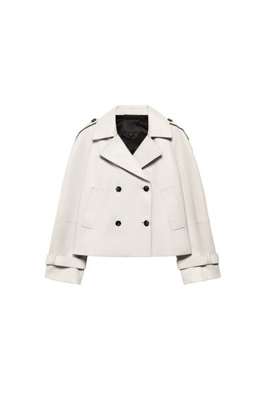 Zara ZW COLLECTION LIMITED EDITION LEATHER JACKET - Ecru
