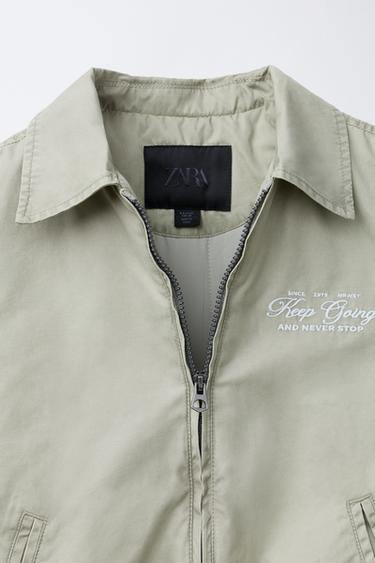 BLOUSON BOMBER À INSCRIPTION BRODÉE - Beige de Zara - Image 6