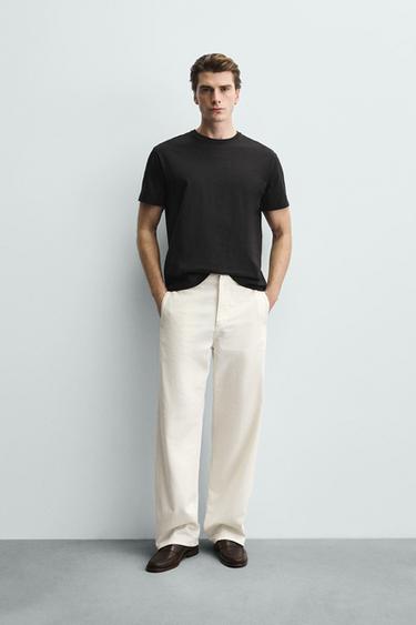 Zara BASIC MEDIUM WEIGHT T-SHIRT - Black