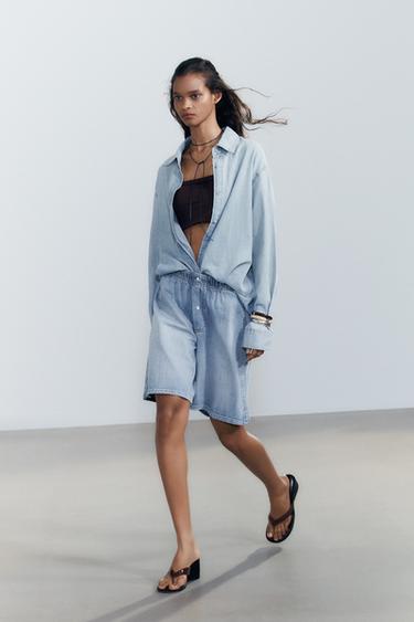 TRF DENIM BOXER BERMUDA SHORTS - Light blue by Zara - Image 0