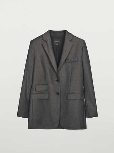 Veste de costume 100 % laine - Noir or de Zara