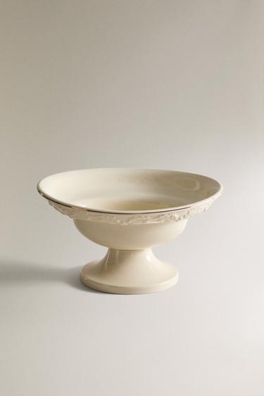 GOLD-RIMMED PORCELAIN FRUIT BOWL - Cream Zara