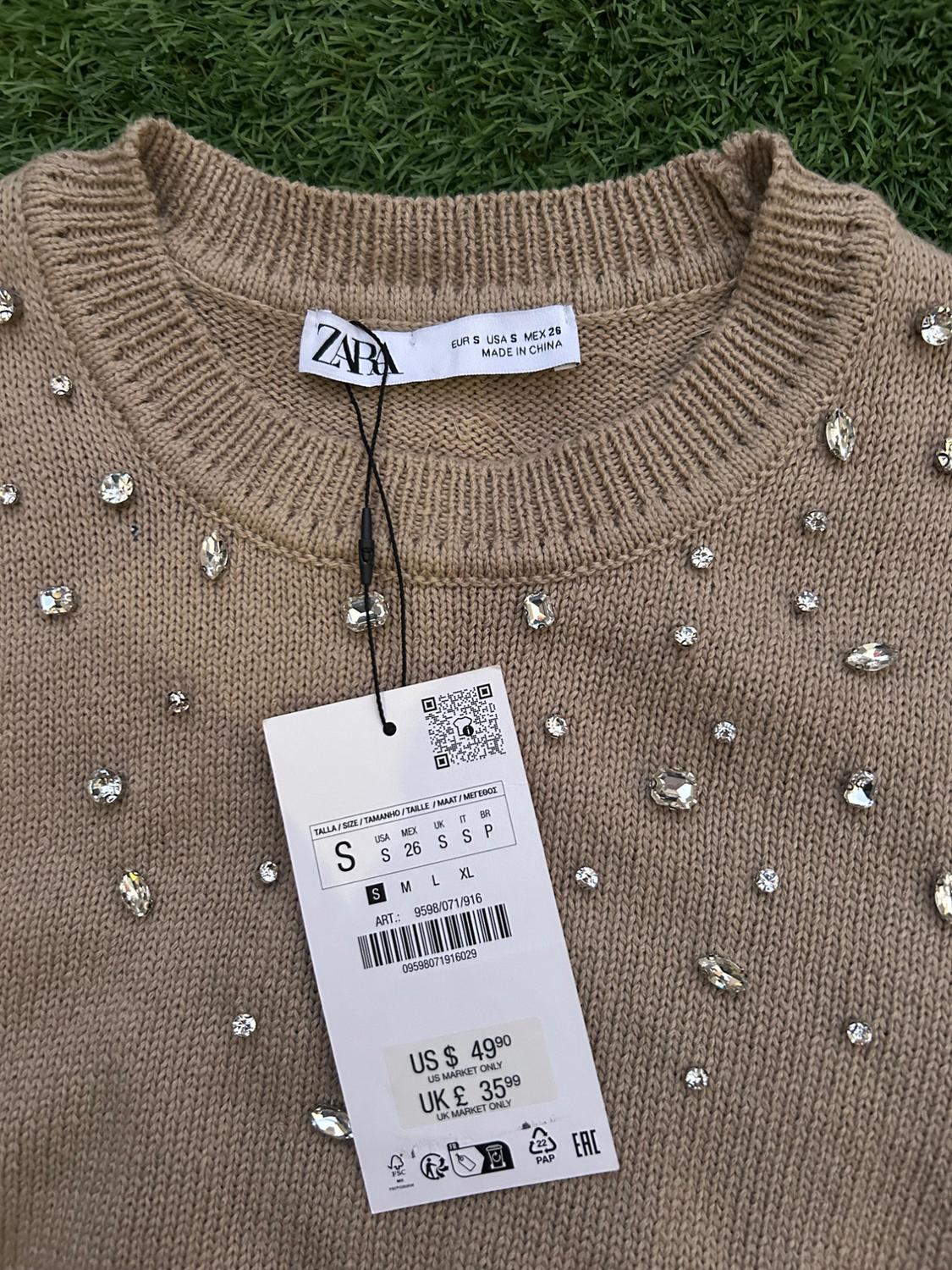 BEADED RHINESTONE KNIT SWEATER - Image 2