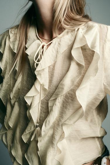 ROMANTIC RUFFLED BLOUSE - Butter by Zara - Image 8