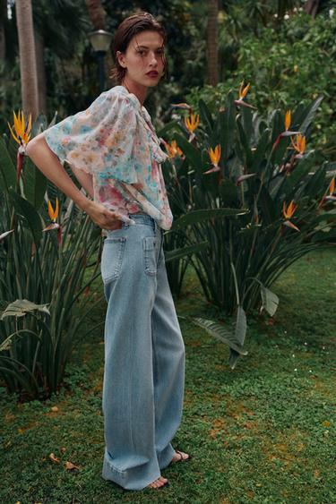Z1975 WIDE-LEG HIGH-WAIST JEANS WITH POCKETS - Light blue by Zara - Image 2
