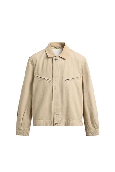 크롭 핏 코듀로이 칼라 재킷 - Zara 노랑