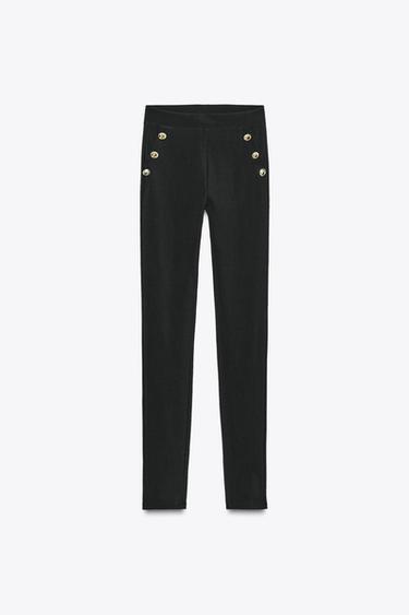 OTTOMAN LEGGINGS WITH BUTTONS - Black by Zara - Image 6