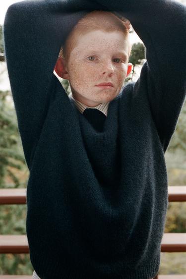 Zara 100% CASHMERE KNIT JUMPER - Blue / Black