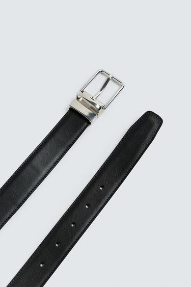 CONTRAST REVERSIBLE LEATHER BELT - Black by Zara - Image 4
