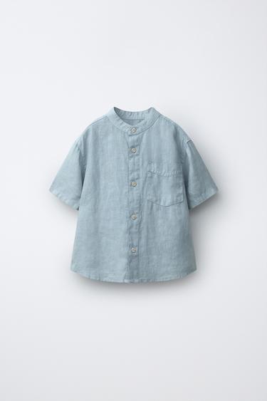 100% LINEN SHIRT - Blue by Zara