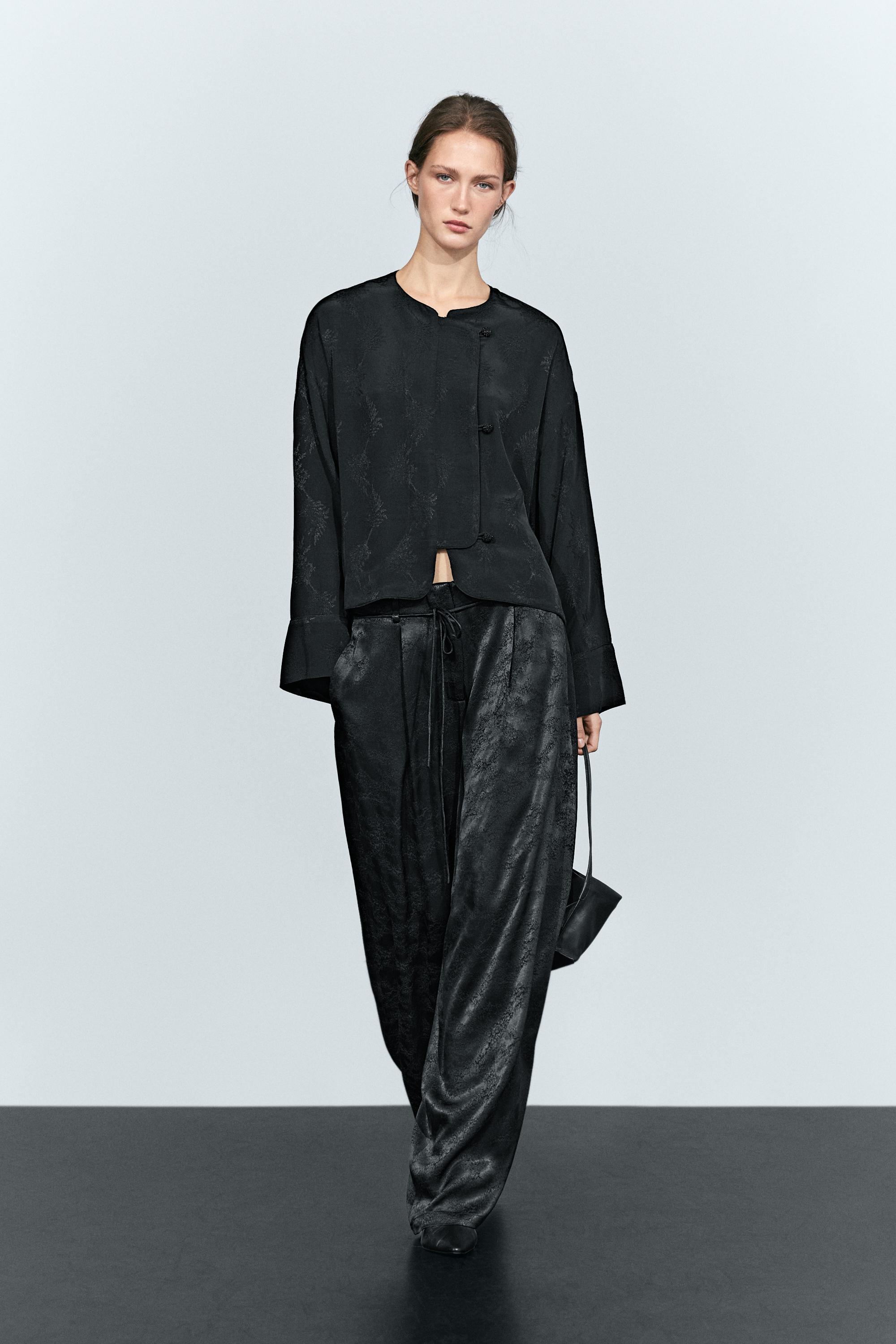 Pantalon large fluide jacquard
