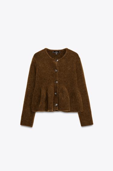PEPLUM CARDIGAN - Brandy by Zara - Image 0