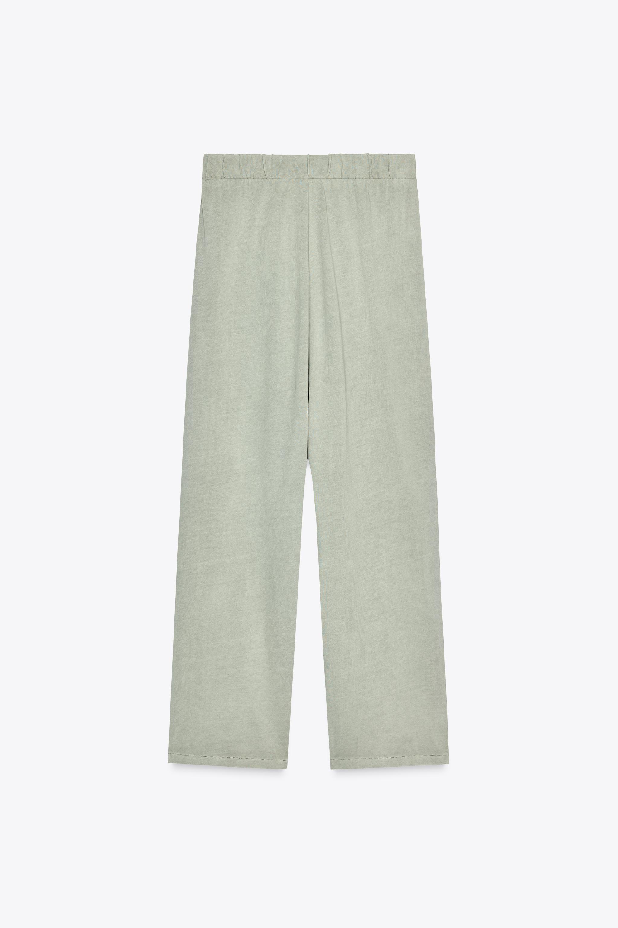 【ZARA】ウォッシュドパレオパンツ ブルー/グレー 4174/195/485 ウォッシュドパレオパンツ - グレーグリーン | ZARA Japan / 日本