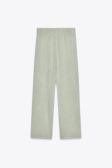 PANTALON PARÉO DÉLAVÉ - Vert gris de Zara - Image 5