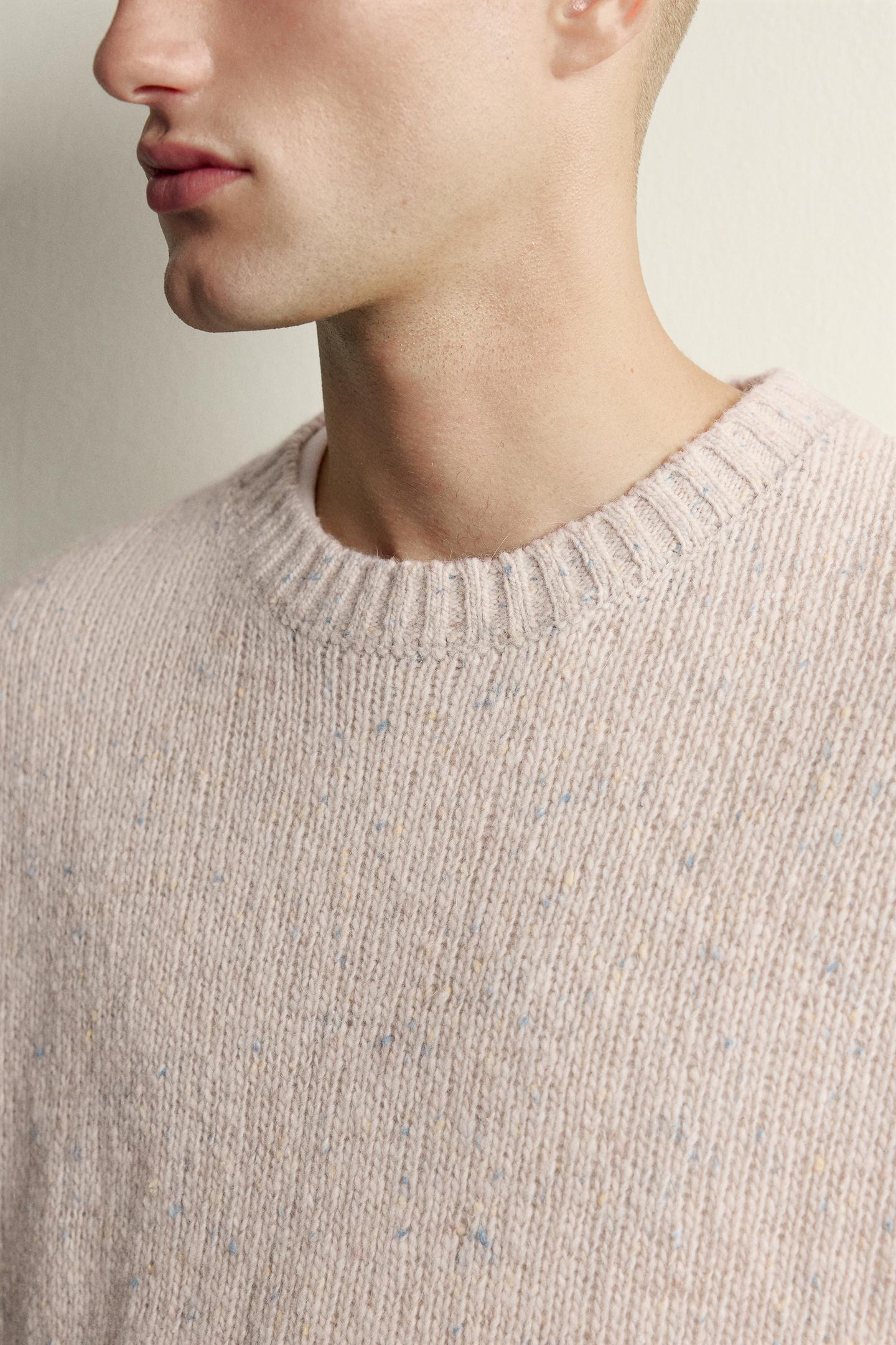 Мужской свитер Zara Wool Blend Botonato, цвет: Экрю — фото 6
