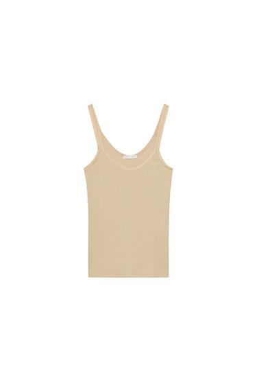 RIBBED VEST TOP - Light beige by Zara