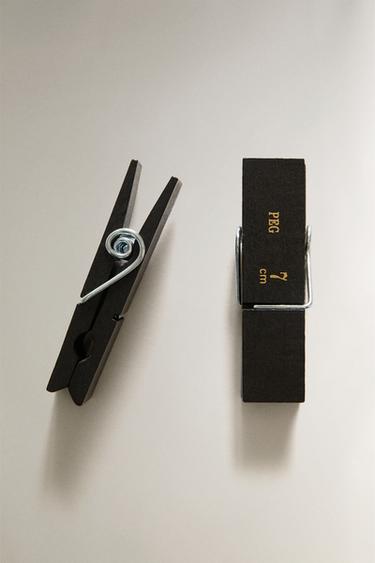 PACK OF WOODEN CLOTHES PEGS (PACK OF 20) - Black by Zara - Image 1