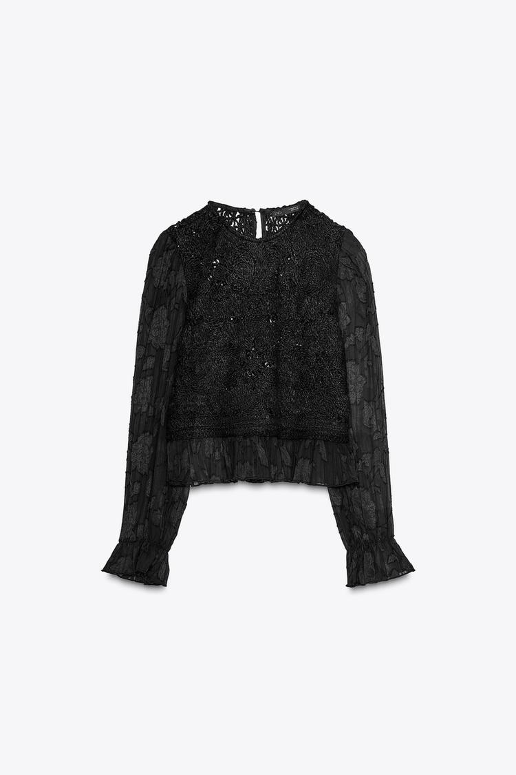COMBINED CROCHET TOP Black ZARA Australia