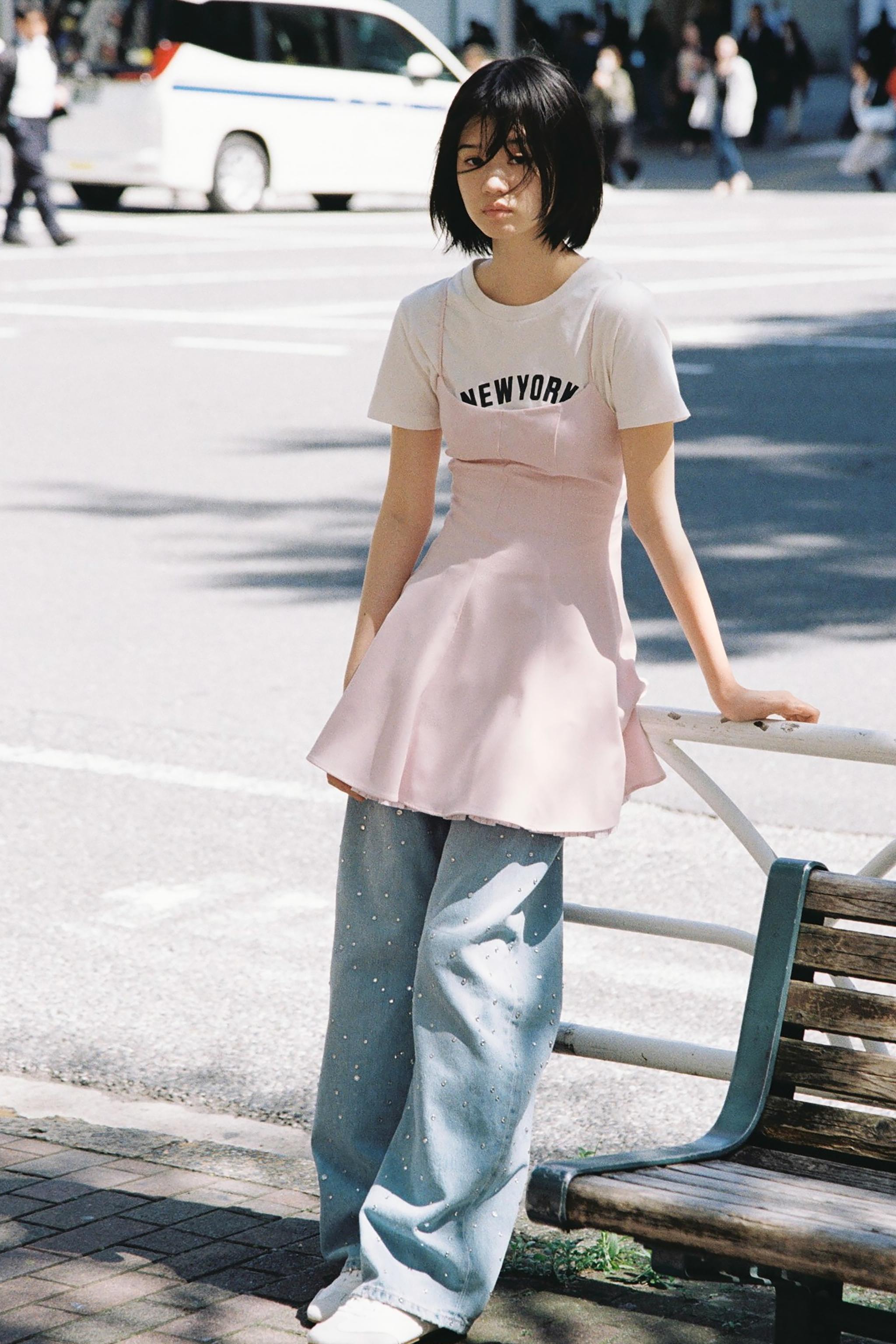 ZARA ストライプコンビショート丈ワンピース 3153/815 ストライプコンビショート丈ワンピース - パステルピンク | ZARA