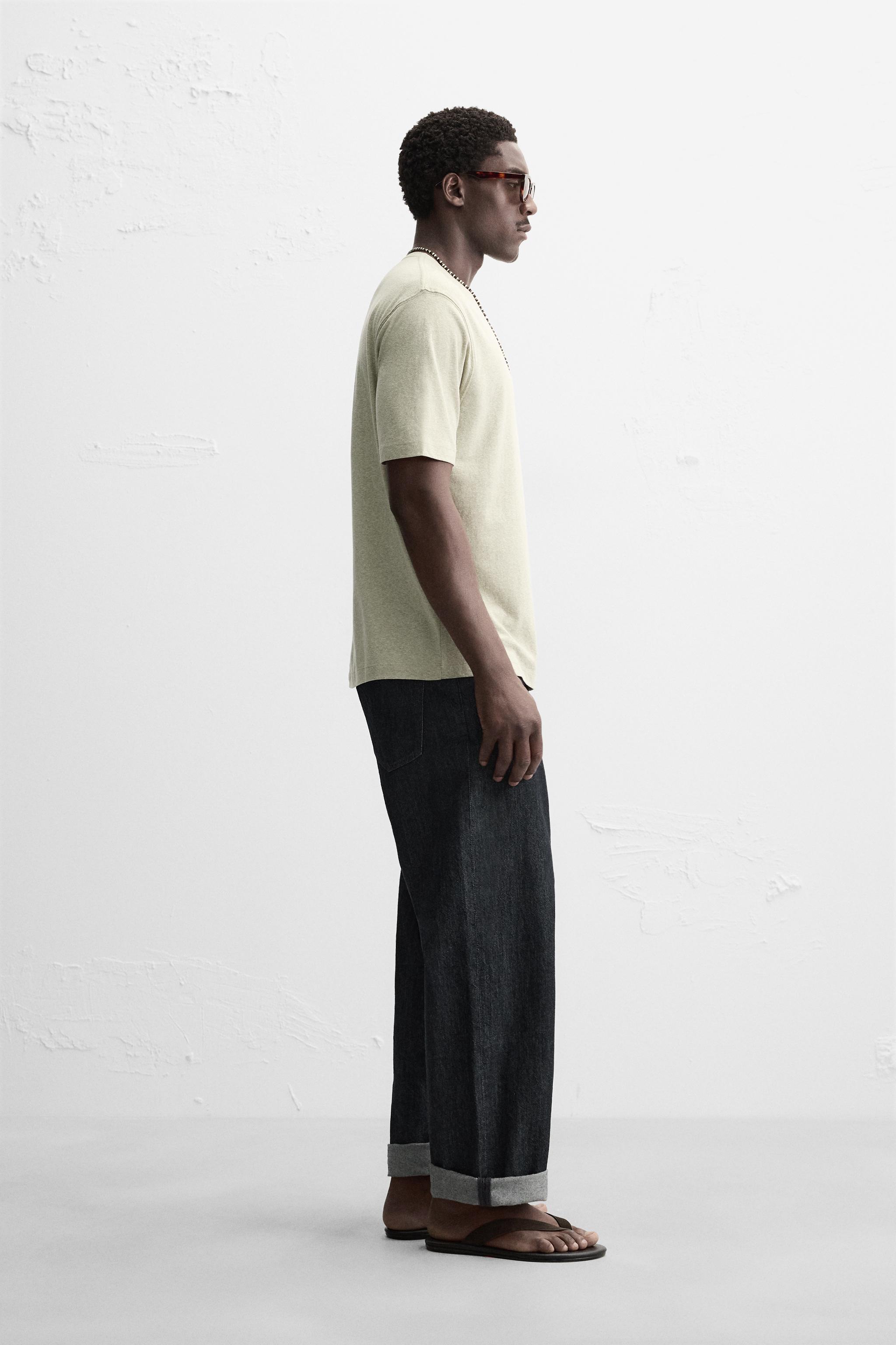 TEXTURED T-SHIRT - Green marl | ZARA Canada