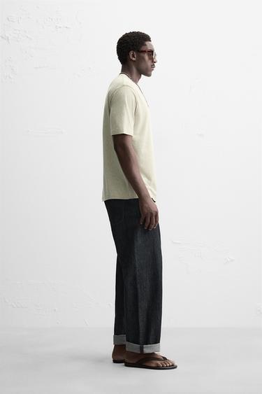 T-SHIRT STRUCTURÉ - Vert chiné de Zara - Image 3