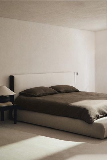 WASHED LINEN DUVET COVER (140 GXM²) - Brown / Taupe by Zara