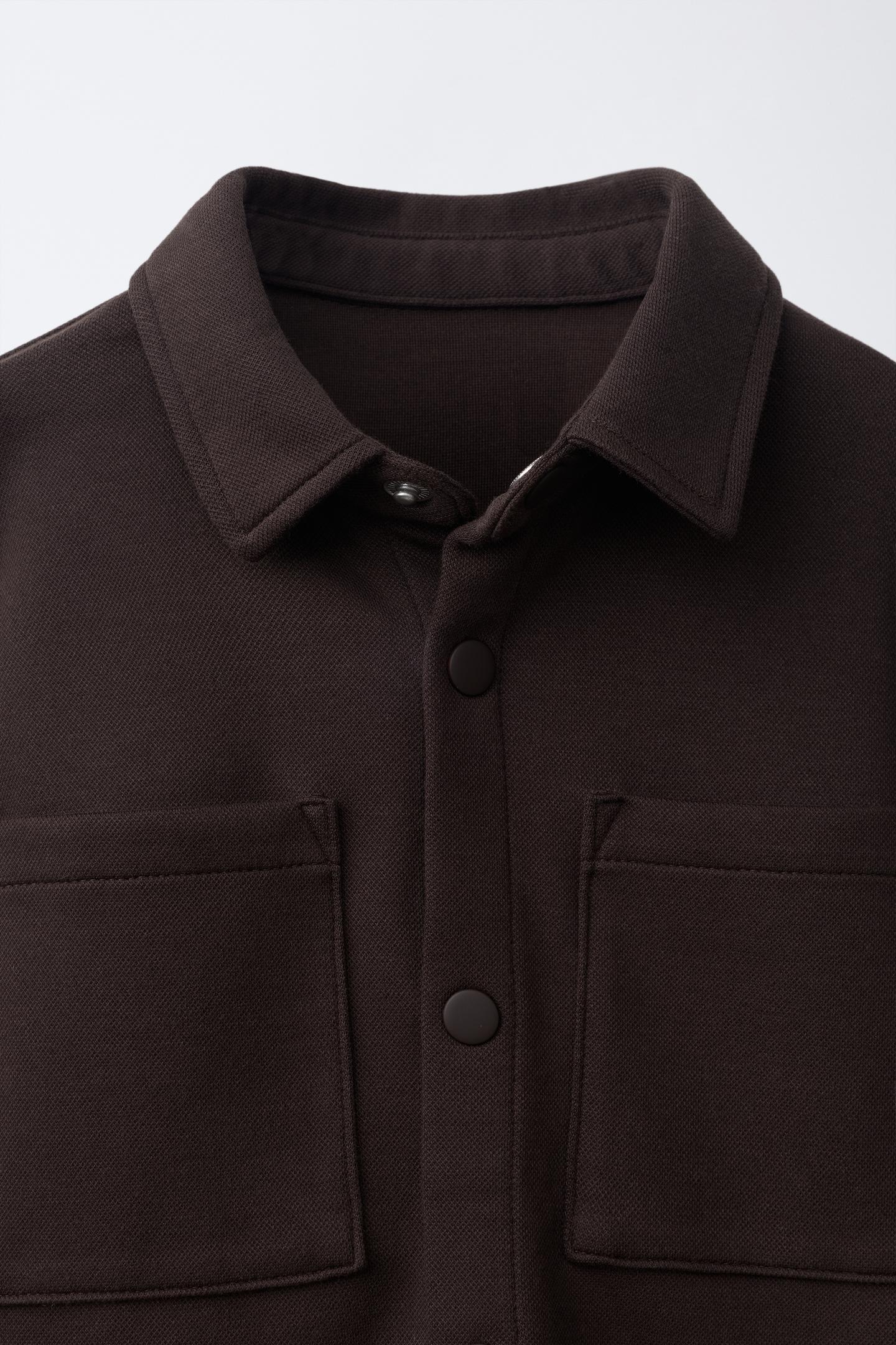 Детская рубашка Zara Comfort Pocket Overshirt, цвет: Коричневый — фото 3