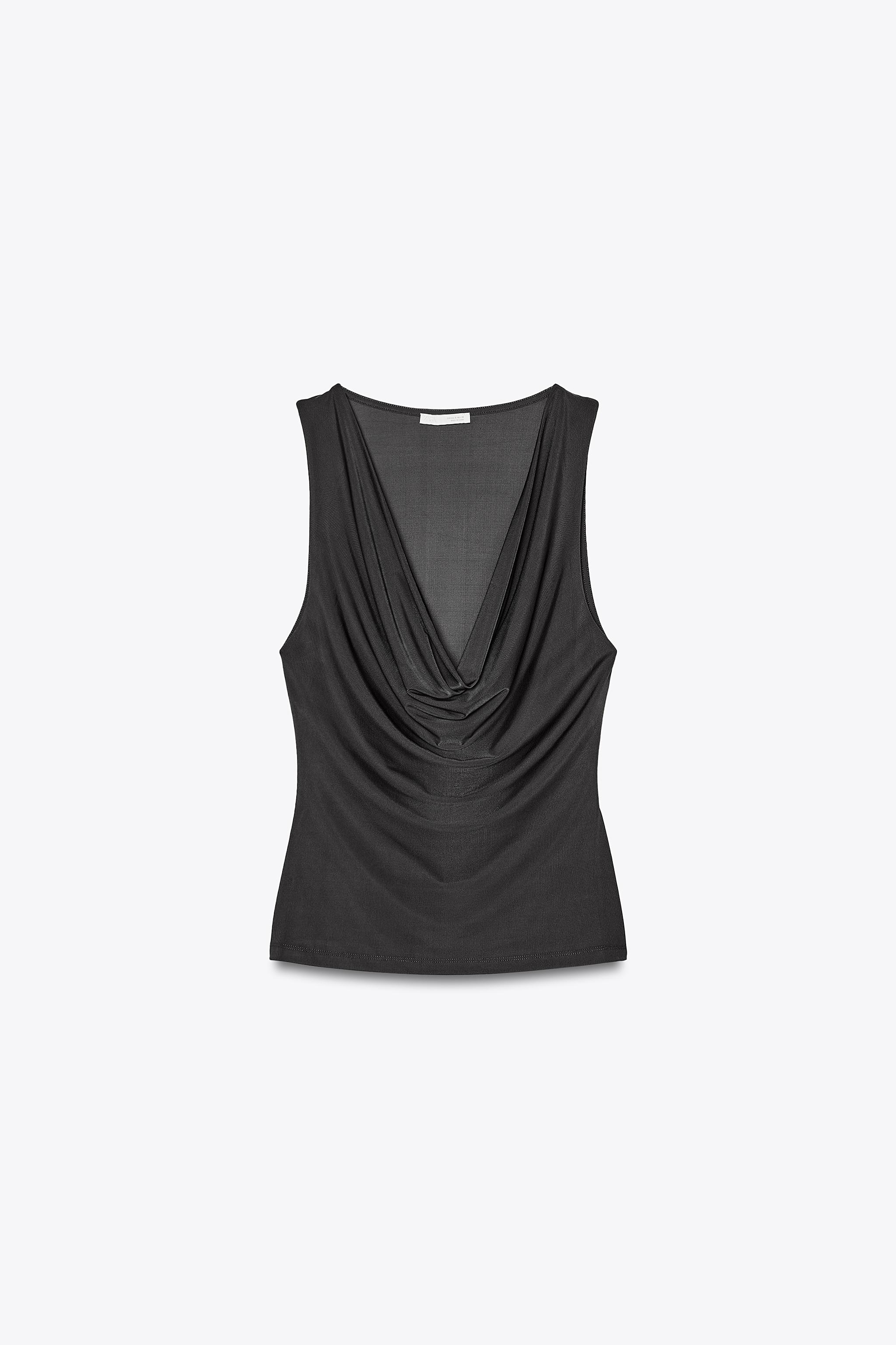 ドレープ入りフルイドトップス - ホワイト | ZARA Japan / 日本