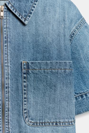CHEMISE Z1975 EN DENIM À MANCHES COURTES - Bleu moyen de Zara - Image 7