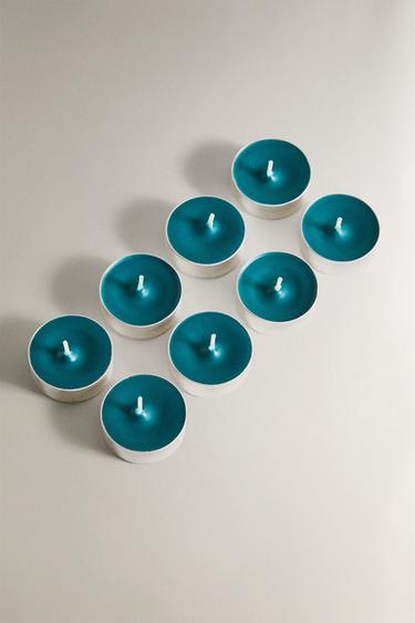 PACK OF WINTER CYPRESS TEALIGHT SCENTED CANDLES (PACK OF 8) - whisky by Zara - Image 1