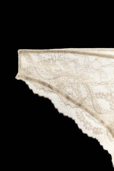 Zara LACE PANTIES - Ecru