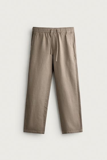 Zara RELAXED FIT TEXTURED PANTS - Mink