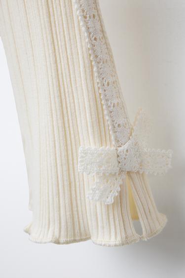 PANTALON FLARE AVEC BANDE LATÉRALE ET LACET - Écru de Zara - Image 3