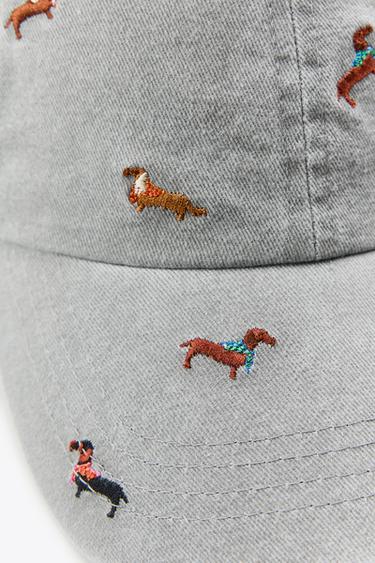 CASQUETTE SERGÉ BRODERIES CHIENS - Gris de Zara - Image 1