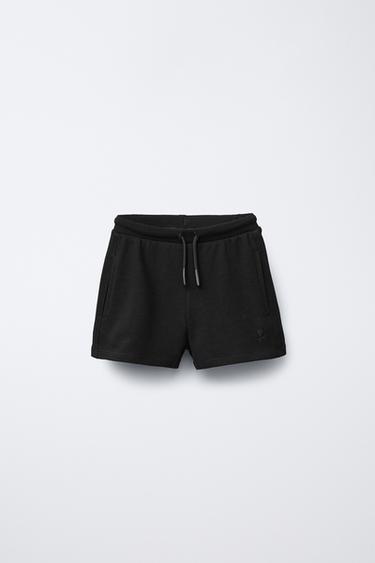 PLUSH BERMUDA SHORTS WITH EMBROIDERY - Black by Zara