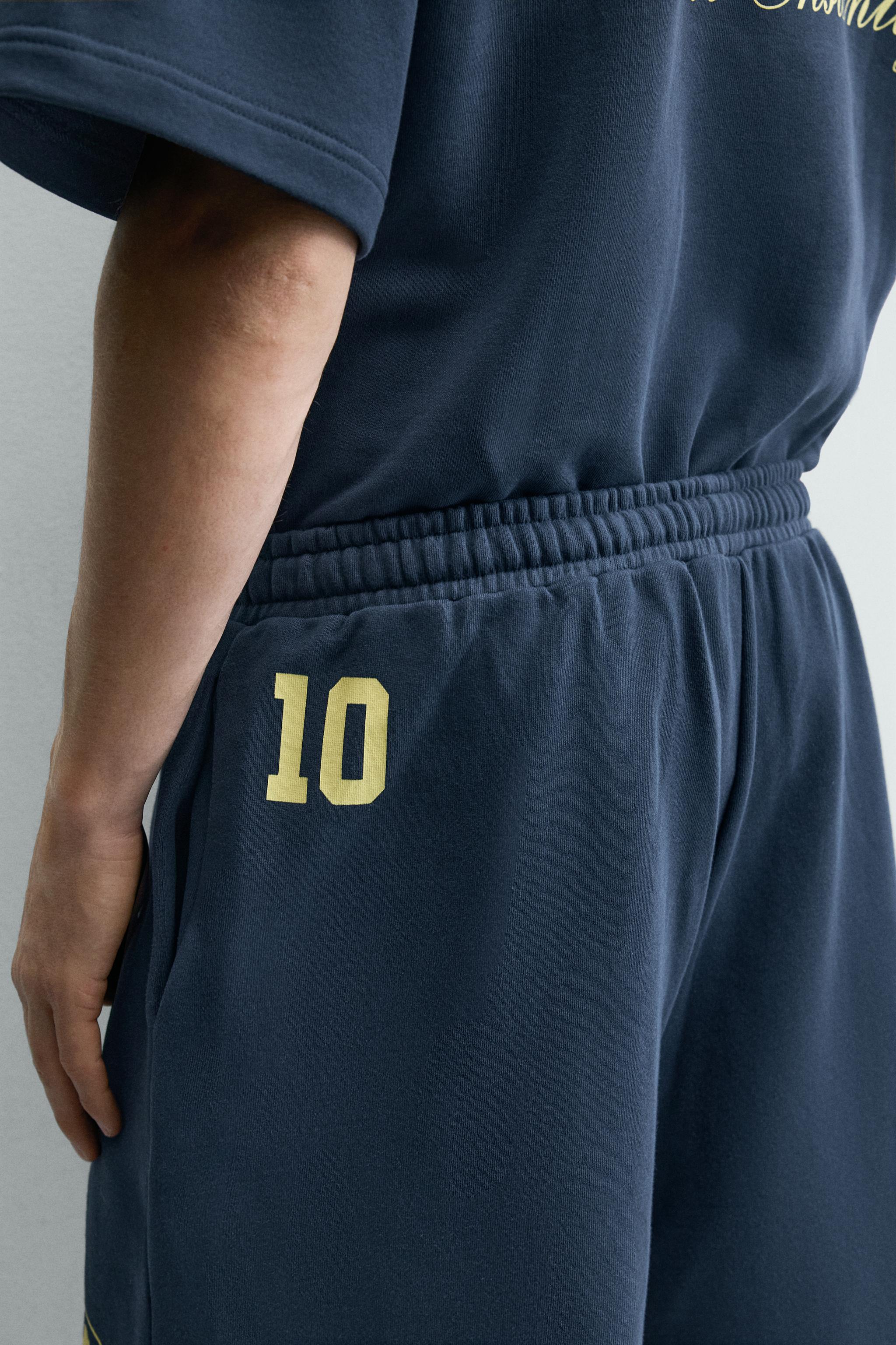Мужские шорты Zara GRAPHIC PRINT SWEATSHORTS — фото 6