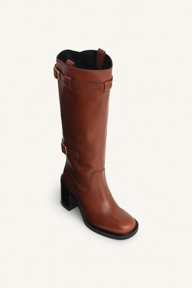 BOTTES EN CUIR À BOUCLES ÉDITION LIMITÉE - Marron de Zara - Image 5