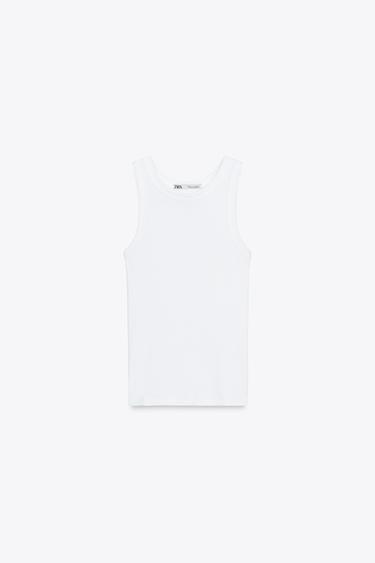 Zara SLEEVELESS T-SHIRT - White