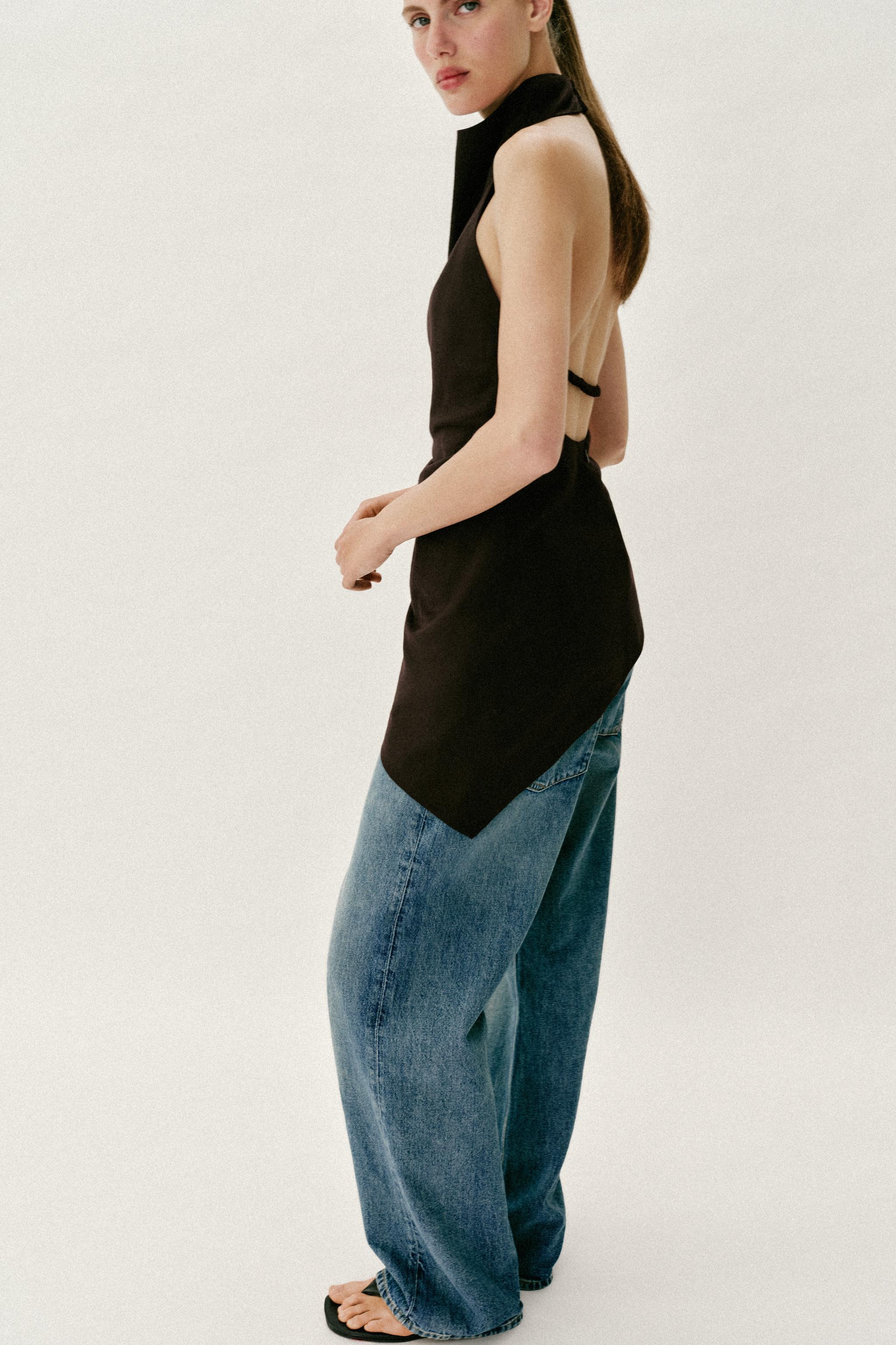 KETEN HALTER YAKA TOP - Görsel 3
