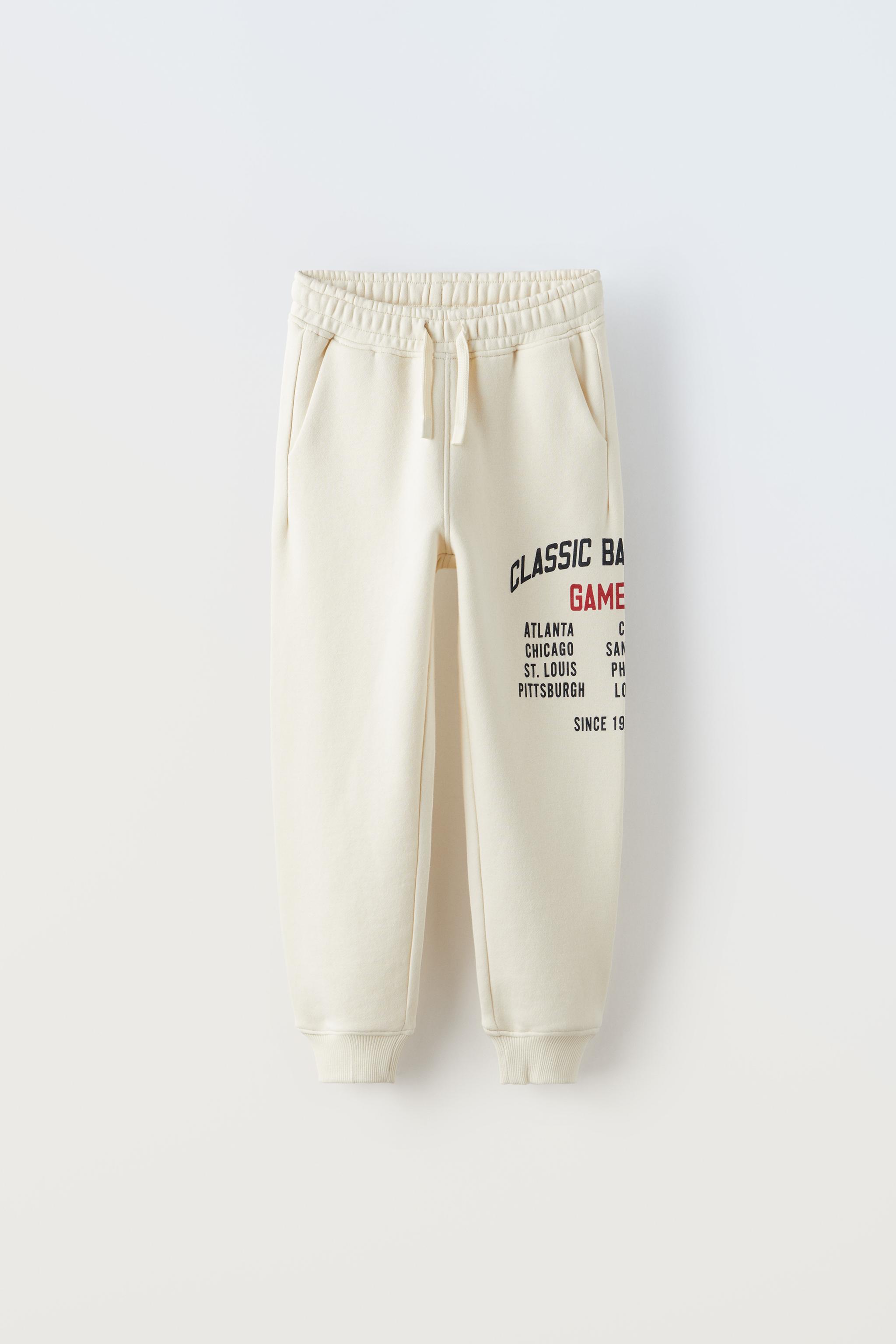 PLUSH BASEBALL JOGGING TROUSERS Light ecru ZARA Cambodia