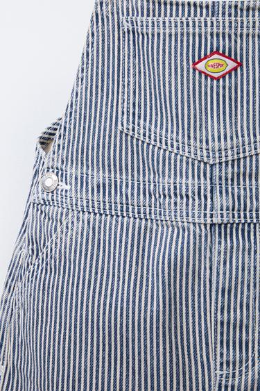 STRIPED TWILL SHORT DUNGAREES - Blue/White by Zara - Image 3