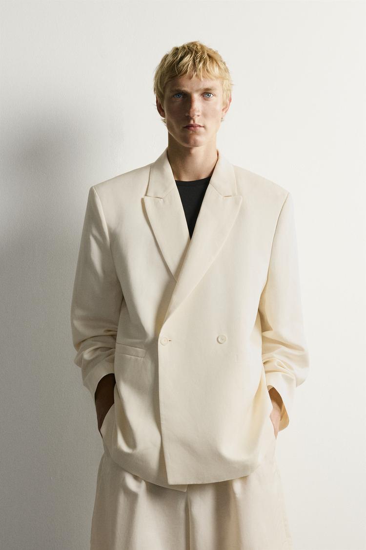 Blazer cruzado de viscosa y lino 2