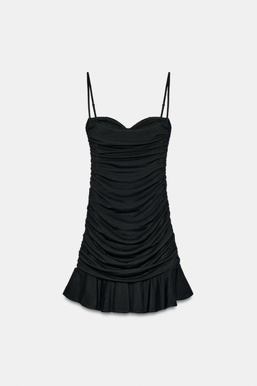 ROBE DRAPÉE À VOLANT - Noir de Zara - Image 6